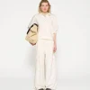 Balloon Sleeve Polo Blouse