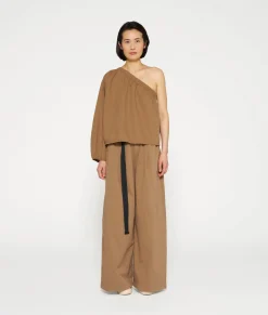 Belted Wide Leg Pants Twill