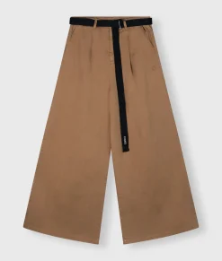 Belted Wide Leg Pants Twill