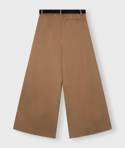 Belted Wide Leg Pants Twill