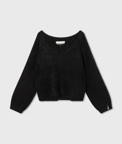 Cropped V-neck Sweater Knit