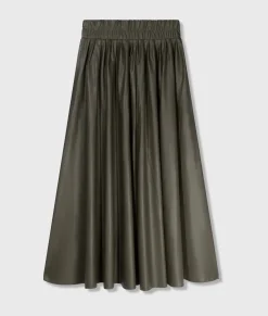 Leather Look Pleated Skirt