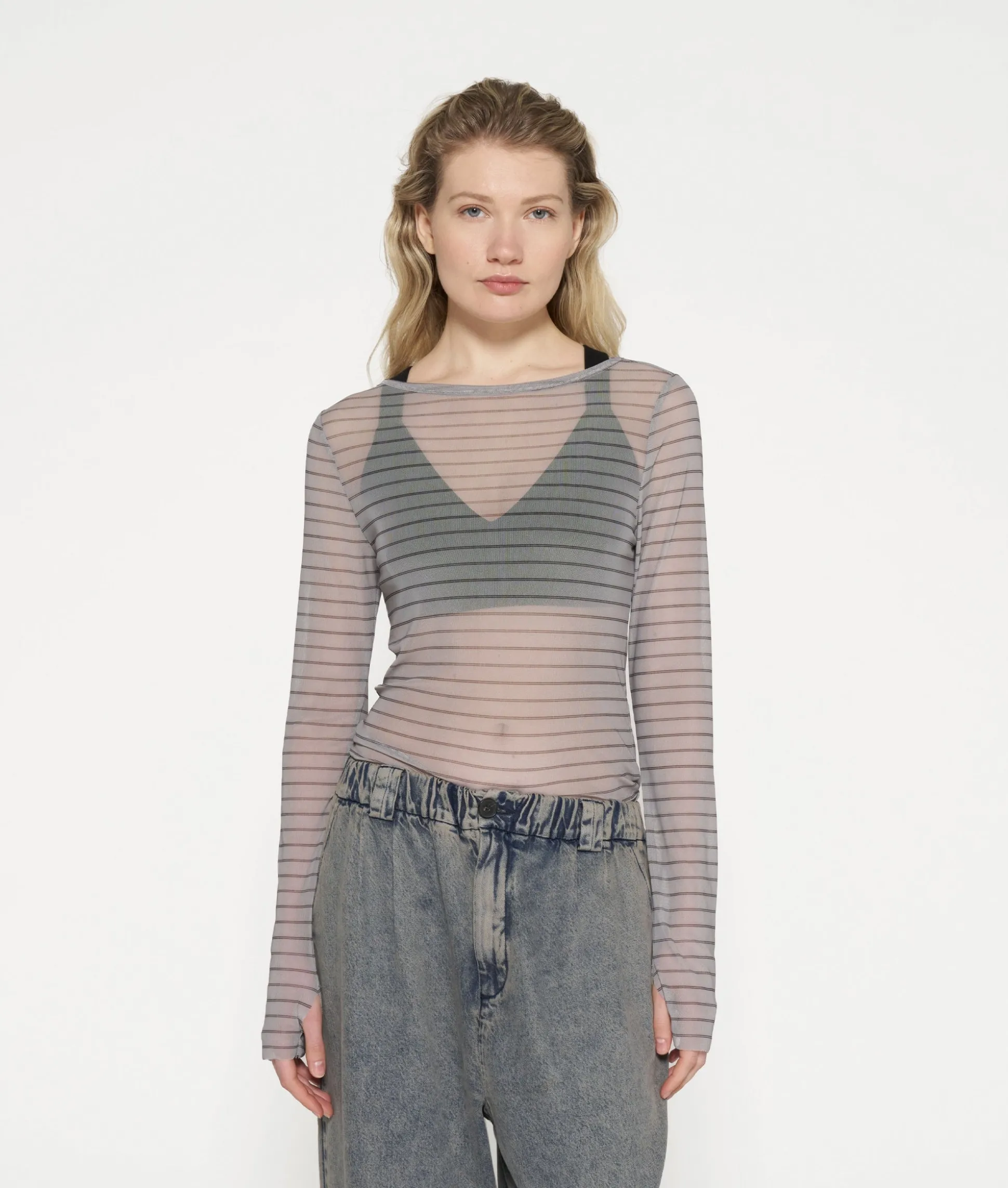 Mesh Tee Pinstripe