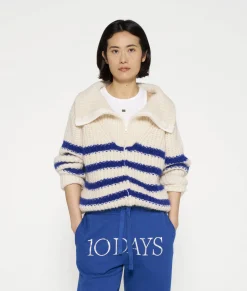 Zip Cardigan Knit Stripes